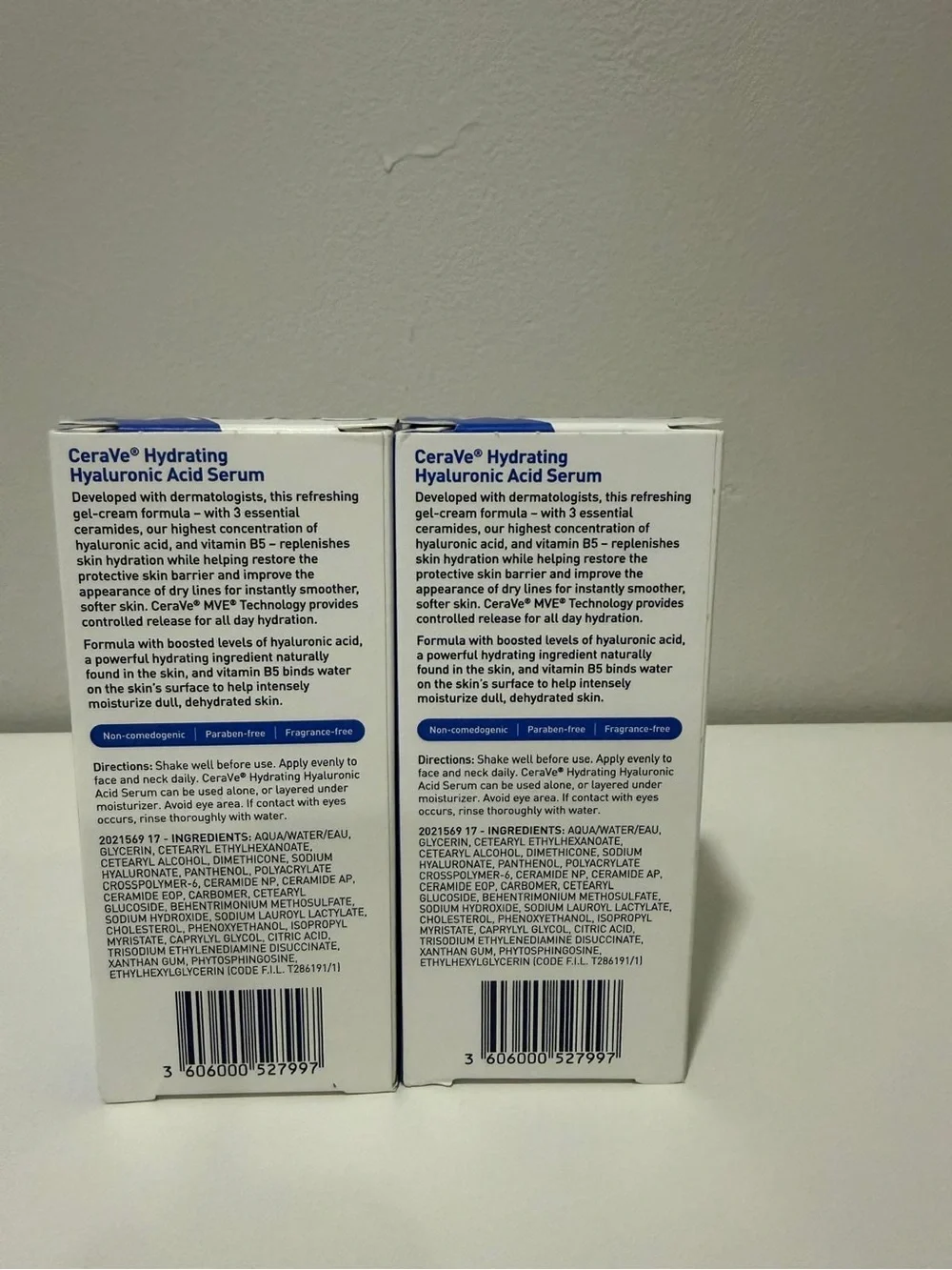 CeraVe Hydrating Hyaluronic Acid Serum 1oz - Lote de 2